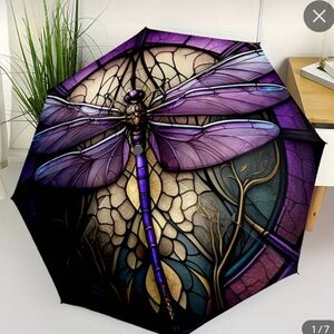 🆕️💜☔️ PURPLE DRAGONFLY MOSAIC COMPACT UMBRELLA☔️💜